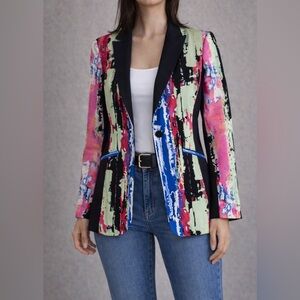 Isaac Mizrahi Multicolor Abstract Blazer